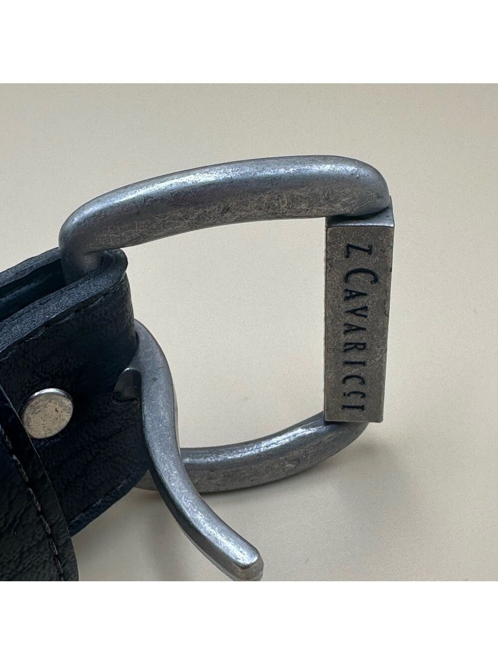 Vintage Z. Cavaricci Black Faux Leather Belt Size 27/28 Unisex Retro